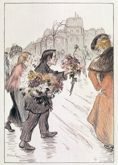 Florists Walking Around the Outer Boulevards by Théophile Alexandre Steinlen